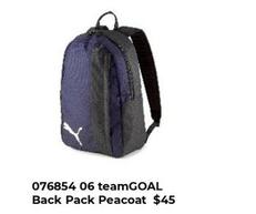 Teamgoal Back Pack Peacoat offers at $45 in Puma