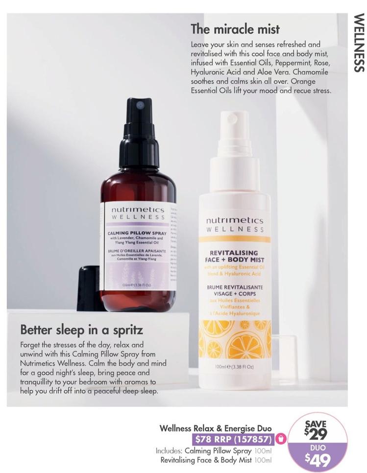 Wellness Relax & Energise Duo offers at $49 in Nutrimetics