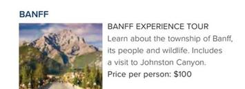 Banff Experience Tour offers at $100 in Flight Centre