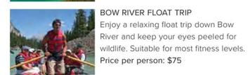 Bow River Float Trip offers at $75 in Flight Centre