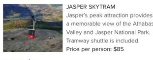 Jasper Skytram offers at $85 in Flight Centre