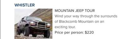 Mountain Jeep Tour offers at $220 in Flight Centre
