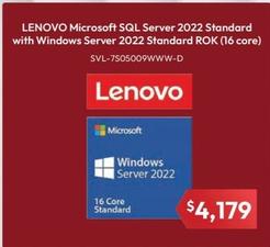 Microsoft Sql Server 2022 Standard With Windows Server 2022 Standard Rok (16 Core) offers at $4179 in Leader Computers