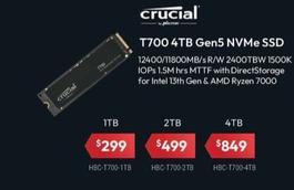 Crucial T700 4tb Gen5 Nvme Ssd offers at $299 in Leader Computers