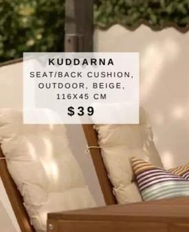 Kuddarna Seat/back Cushion, Outdoor, Beige, 116x45 Cm offers at $39 in IKEA