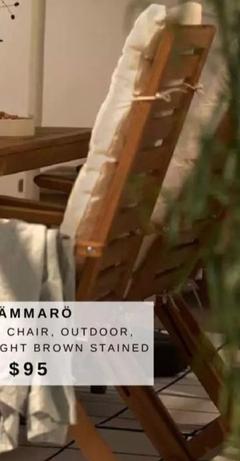Nammarö Reclining Chair, Outdoor, Foldable Light Brown Stained offers at $95 in IKEA
