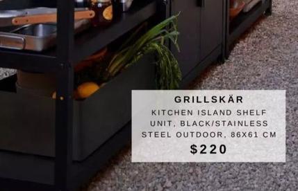 Grillskär Kitchen Island Shelf Unit, Black/stainless Steel Outdoor, 86x61 Cm offers at $220 in IKEA