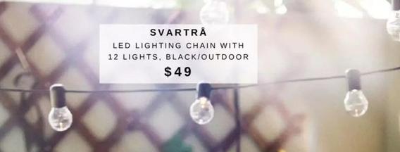 Svartrå Led Lighting Chain With 12 Lights, Black/outdoor offers at $49 in IKEA