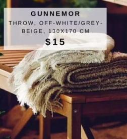 Gunnemor Throw, Off-white/grey- Beige, 130x170 Cm offers at $15 in IKEA