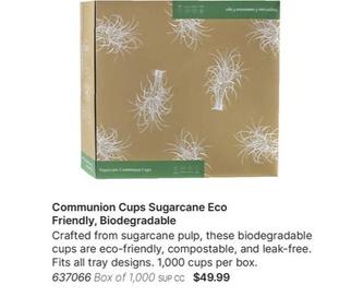 Communion Cups Sugarcane Eco Friendly, Biodegradable offers at $49.99 in Koorong
