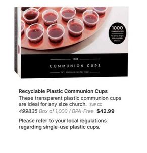 Recyclable Plastic Communion Cups offers at $42.99 in Koorong