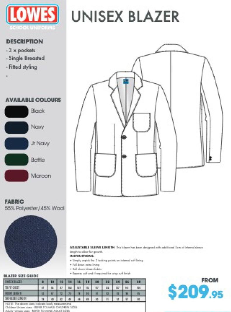 Lowes Unisex Blazer offers at $209.95 in Lowes