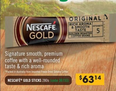 Nescafe - Gold Sticks 280s offers at $63.14 in Campbells