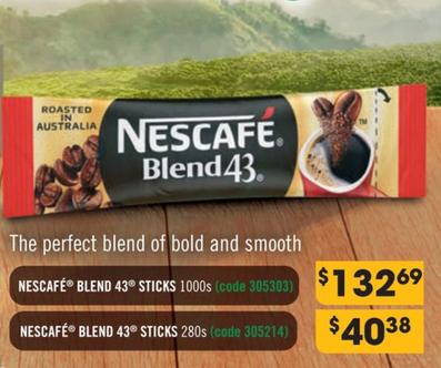 Nescafe - Blend 43 Sticks 1000s offers at $132.69 in Campbells