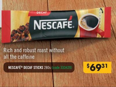 Nescafe - Decaf Sticks 280s offers at $69.31 in Campbells