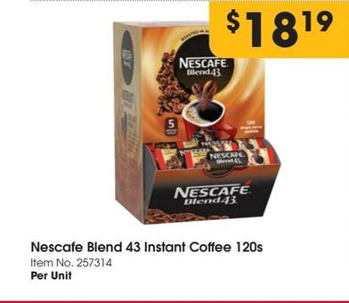 Nescafe - Blend 43 Instant Coffee 120s offers at $18.19 in Campbells
