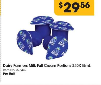 Dairy Farmers - Milk Full Cream Portions 240x15ml offers at $29.56 in Campbells