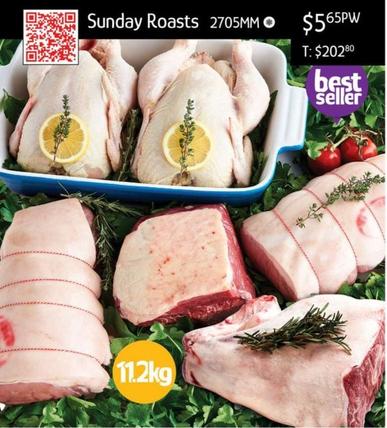 Sunday Roasts offers at $5.65 in Chrisco