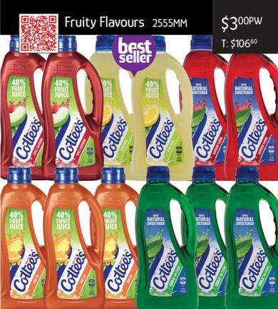 Cottee's - Fruity Flavours offers at $3 in Chrisco