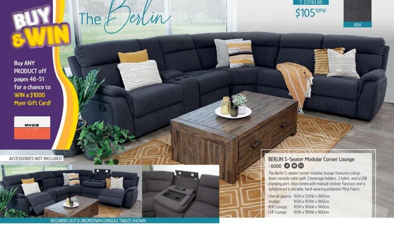The Berlin 5-seater Corner Modular Lounge offers at $105.1 in Chrisco