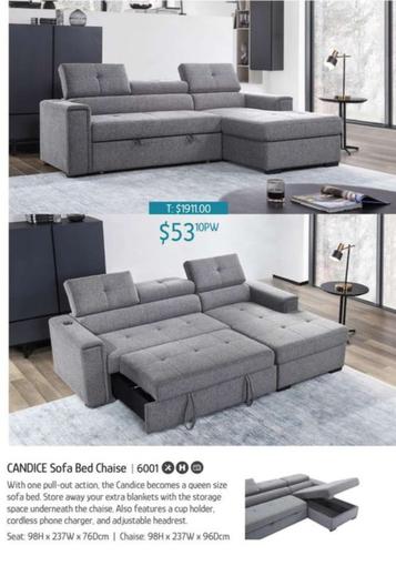 Queen - Candice Sofa Bed Chaise offers at $53.1 in Chrisco