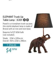 Elephant Trunk Up Table Lamp offers at $4.35 in Chrisco