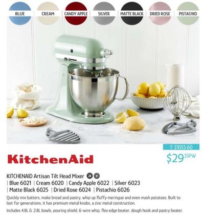 Kitchenaid - Artisan Tilt Head Mixer offers at $29.35 in Chrisco