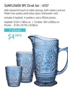 Sunflower 9pc Drink Set offers at $4.3 in Chrisco