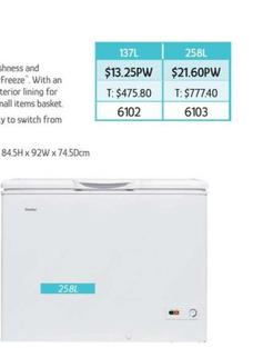 Haier - Chest Freezer 258l offers at $21.6 in Chrisco