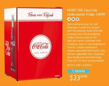 Coca Cola - Husky 130l Coca-cola Undercounter Fridge offers at $23.05 in Chrisco