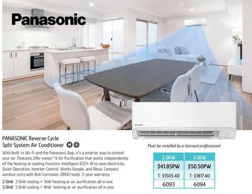 Panasonic - Reverse Cycle Split System Air Conditioner offers at $41.85 in Chrisco