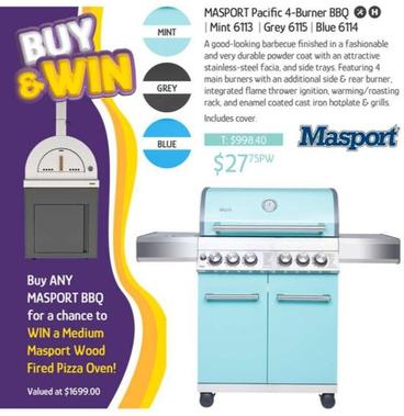 Masport Pacific 4-burner Bbq offers at $27.75 in Chrisco