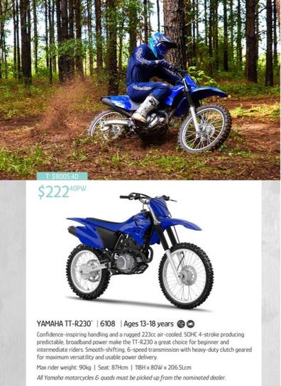 Yamaha - TT-R230 | 6108 | Ages 13-18 years offers at $222.4 in Chrisco