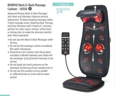 Renpho - Neck & Back Massage Cushion | 6058 offers at $8.9 in Chrisco