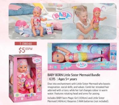 Baby Born - Little Sister Mermaid Bundle offers at $5.05 in Chrisco