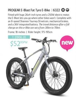 Progear - E-Blast Fat Tyre E-Bike offers at $52.95 in Chrisco