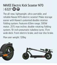NAVEE Electric Kick Scooter N70 offers at $41.95 in Chrisco