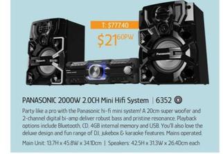 Panasonic - 2000W 2.0CH Mini Hifi System offers at $21.6 in Chrisco