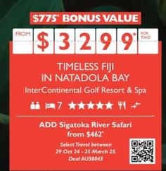 Timeless Fiji In Natadola Bay offers at $3299 in Flight Centre