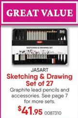 Jasart - Sketching & Drawing Set of 27 offers at $41.95 in Eckersley's Art & Craft