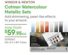 Winsor & Newton - Cotman Watercolour Metallic Sets offers at $59.95 in Eckersley's Art & Craft