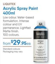 LIQUITEX Acrylic Spray Paint 400ml offers at $29.95 in Eckersley's Art & Craft
