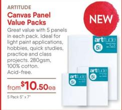 Artitude - Canvas Panel Value Packs offers at $10.5 in Eckersley's Art & Craft