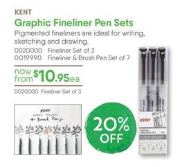 Kent - Graphic Fineliner Pen Sets offers at $10.95 in Eckersley's Art & Craft