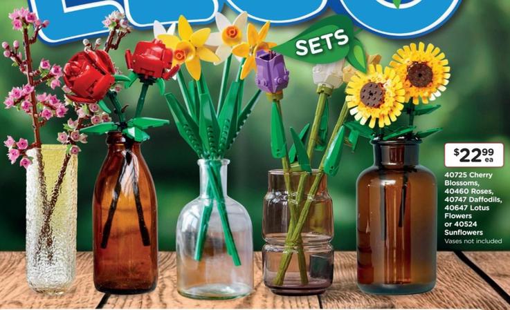 Cherry Blossoms, Roses, Daffodils, Lotus Flowers or Sunflowers offers at $22.99 in Toyworld