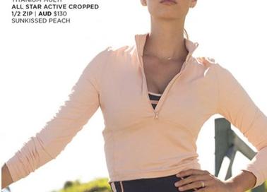 All Star Active Cropped 1/2 Zip offers at $130 in Lorna Jane