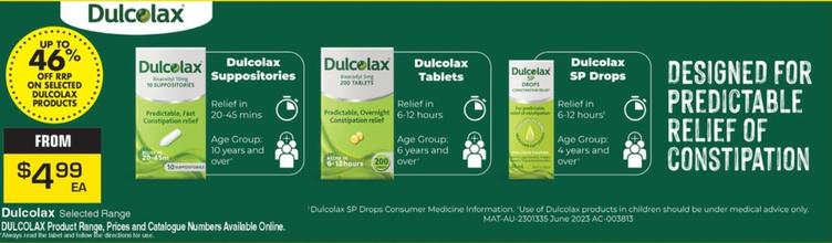 Dulcolax - Selected Range offers at $4.99 in Pharmacy Direct