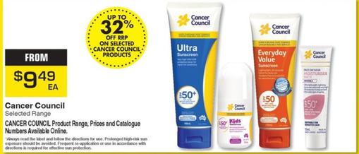 Cancer Council - Selected Range offers at $9.49 in Pharmacy Direct