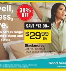 Blackmores - Deep Sleep 60 Tablets offers at $29.99 in Pharmacy Direct