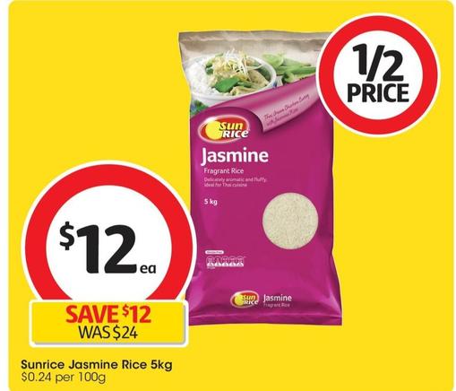 Sunrice - Jasmine Rice 5kg offers at $12 in Coles